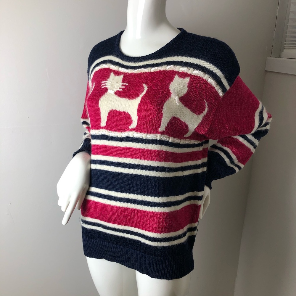 Vintage 80’s Cat theme Pullover Sweater M